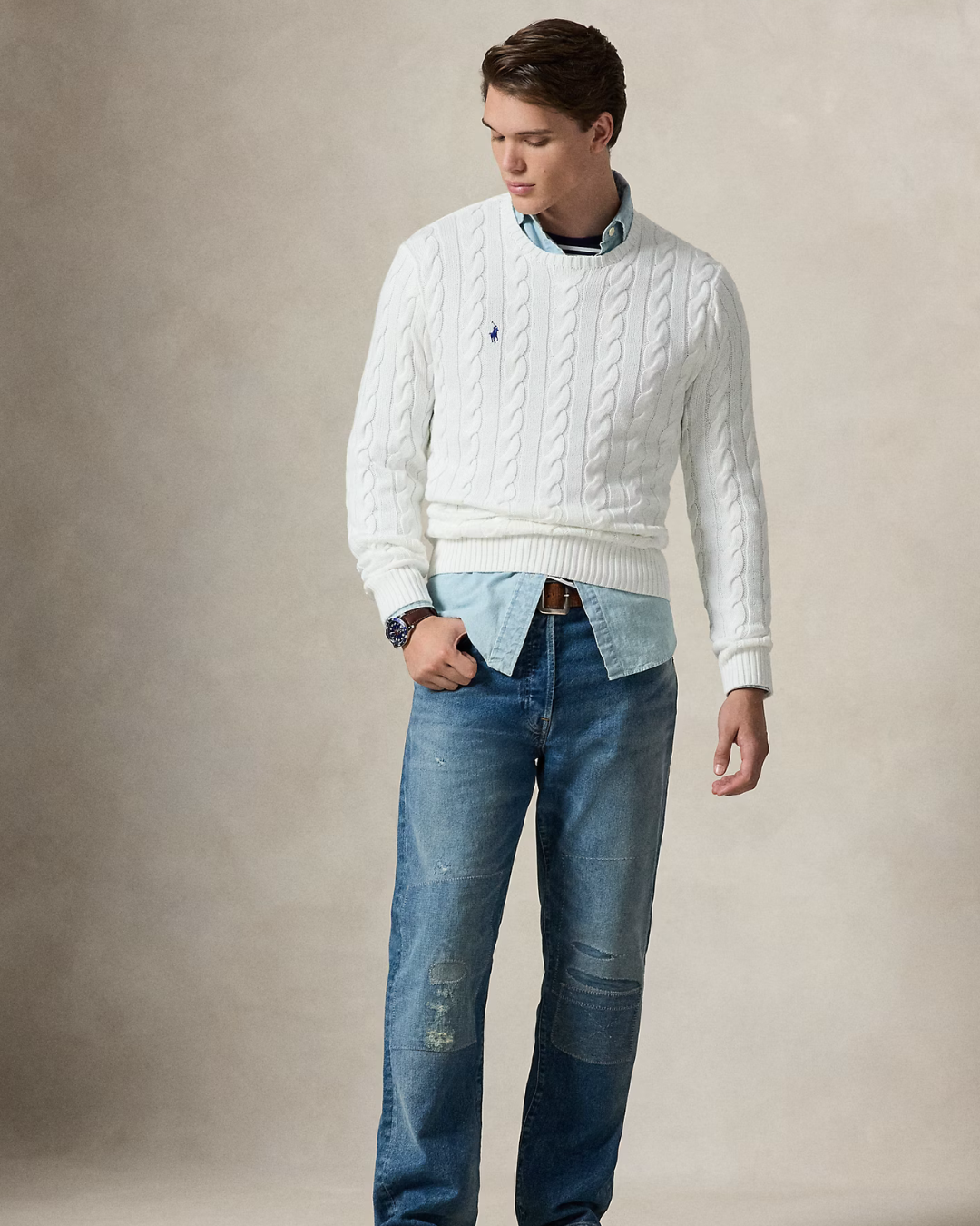 Maglione Classico in Cotone Intrecciato